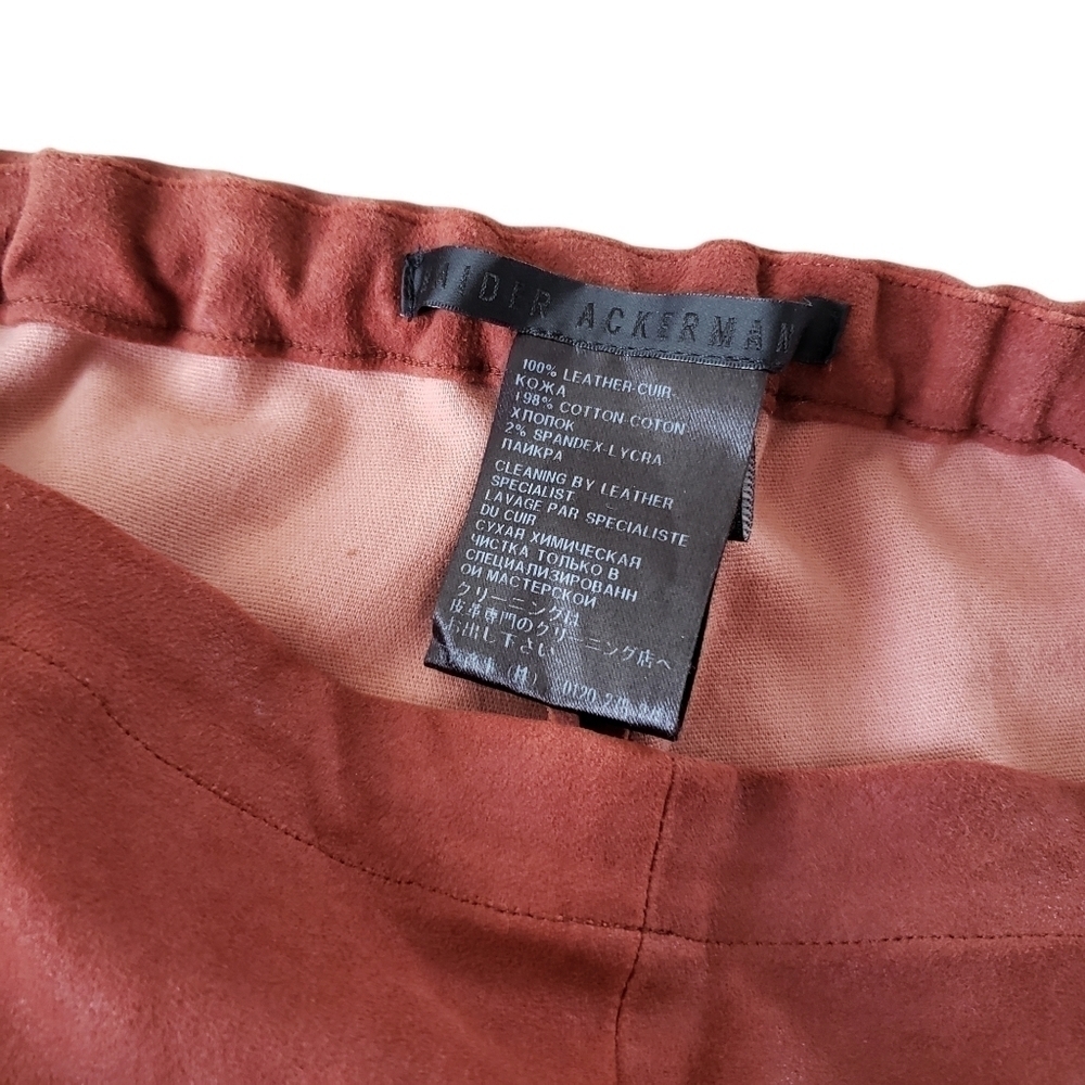Haider Ackermann Leather Pants Skinny Leg Pull On Style Burnt Orange - Picture 12 of 16